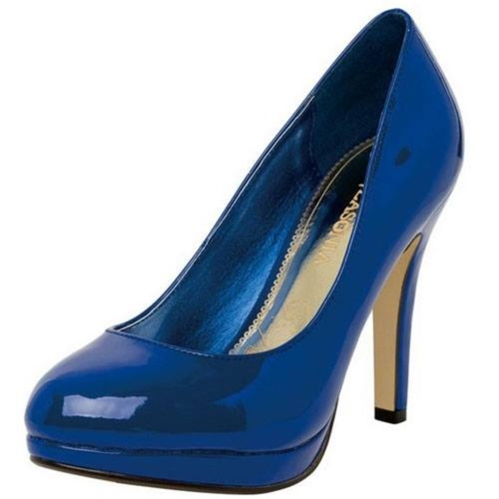 New in Box - Blue Patent (PU) 4" heels with a 0.5" Platform